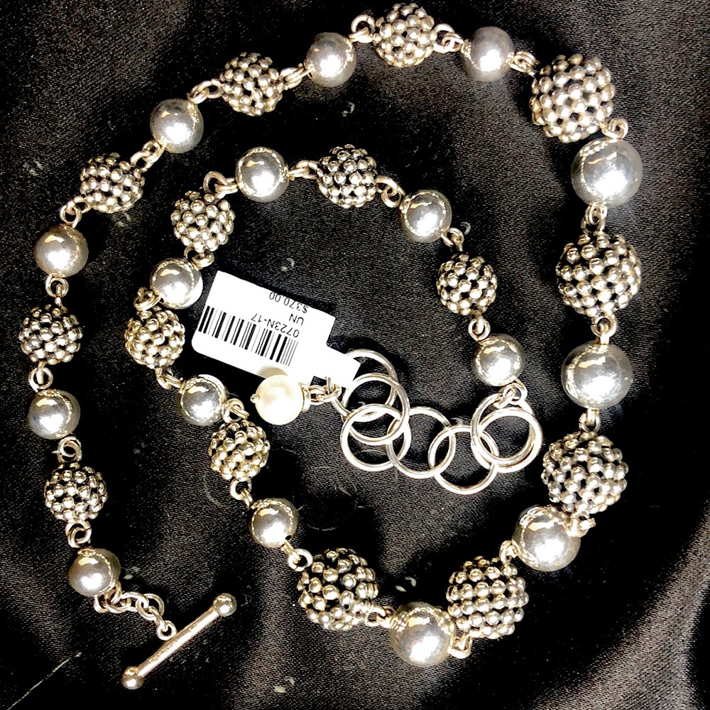 MICHAEL DAWKINS Starry Night Sterling Clusters, Silver Globes, Pearl Necklace - Picture 17 of 17